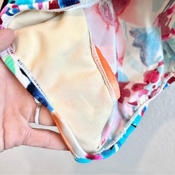 Swim Solutions Floral Twist Front One Piece Mio Swimsuit Size 14 Bright Tropical - Picture 6 of 11